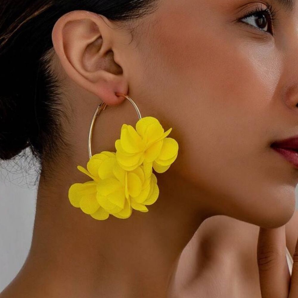 3for$20 1pair Fashionable Floral Hoop Earrings, Ideal For Women's Holiday,